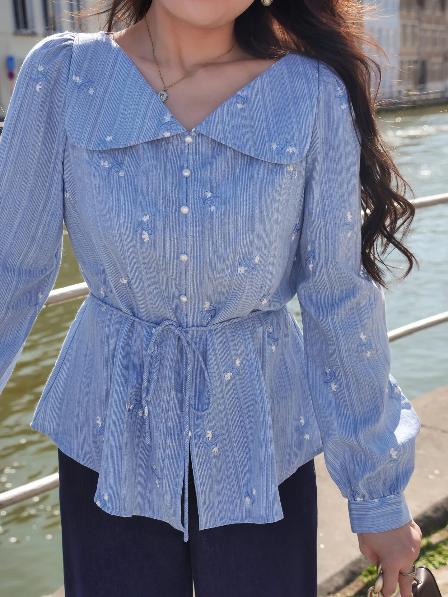 

ERINA Original plus Size irt 00% Cotton Embroidered Sweet Sle Vintage Loose Fit Women's Faion Breathable Comfortable