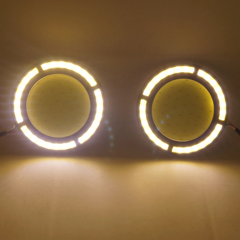 Bombilla Led diurna para coche, luz antiniebla de circulación diurna, 2 piezas, color amarillo + blanco Cob