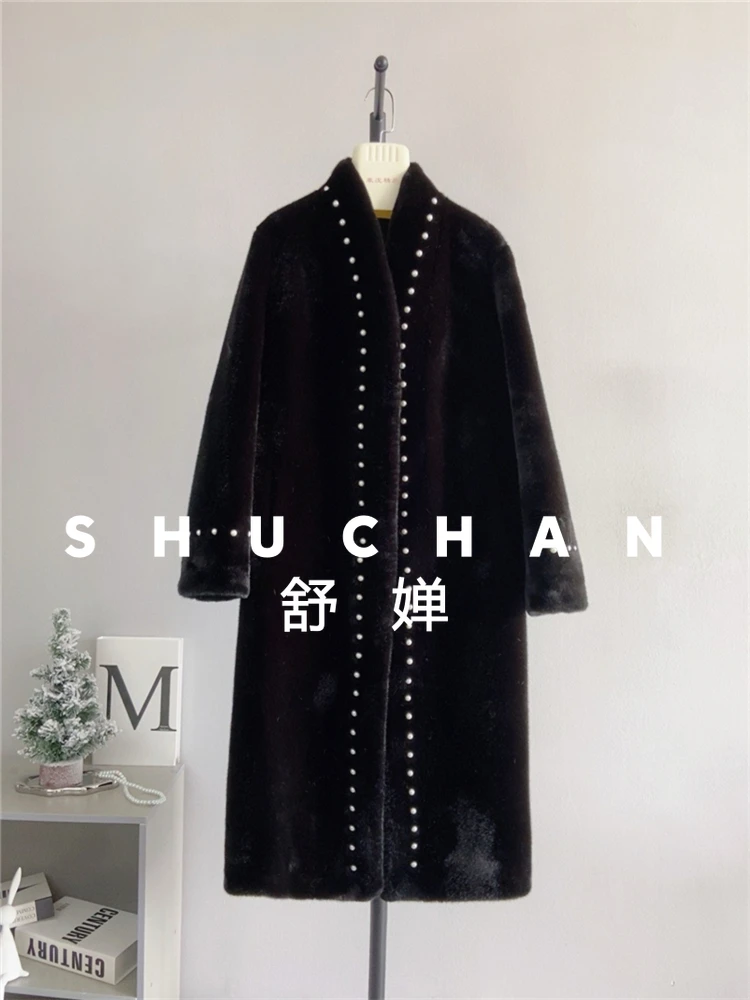 cappotto donna nuovo caldo 2025 nuovo colore solido industria pesante in rilievo visone pile cappotto di pelliccia cappotto da donna lungo sciolto