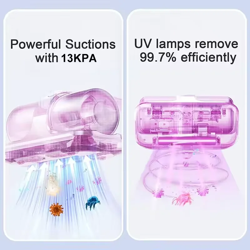 Wireless Mite Removal Vacuum Cleaner Bed Cordless Vacuum Removal Instrument Artifact Suitable for Pillows Sheets Mattresses Sofa