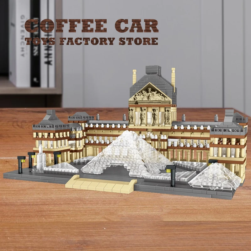 Famous French Building Louvre Diamond Blocks Puzzle Toys World Art Museum MOC Bricks 3D Model Adult Children Holiday Gifts DIY