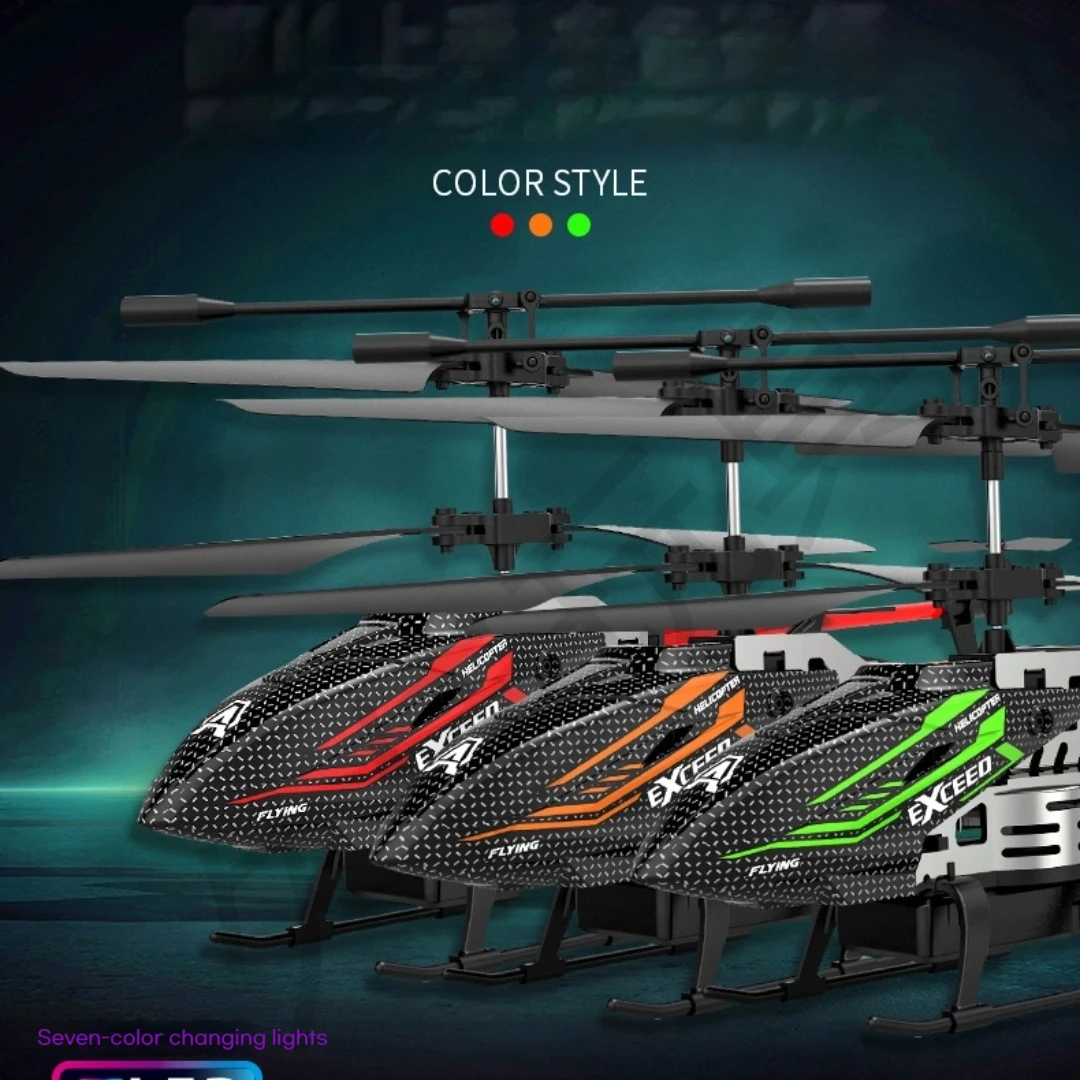 

In Stock RC Helicopter Drop Resistant 3.5 Channels Helicopter 7 Colourful Lights LED Flying Toys Plane One piece take-off/land