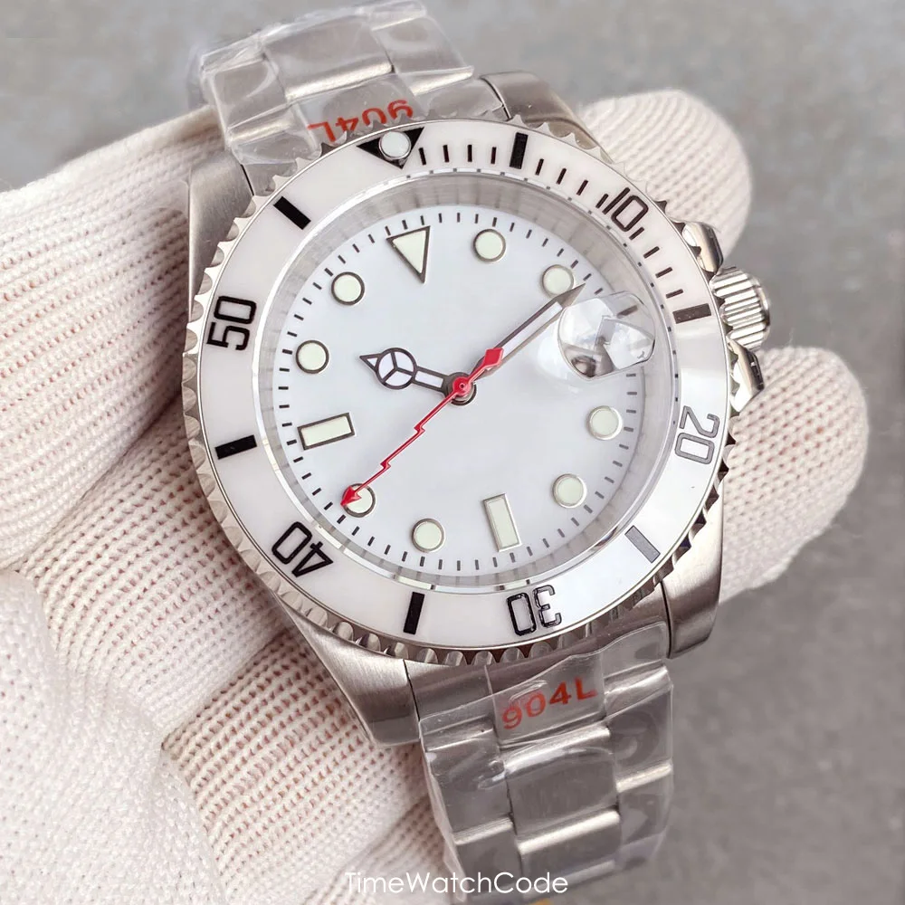 200m Waterproof White Dial NH35 Automatic Diver Watch for Men Luminous Sapphire Crystal 316L Bracelet Slide Buckle 120 Clicks