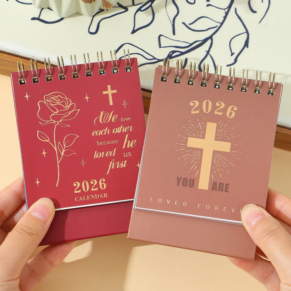 4 Pcs 2026 Mini Bible Desktop Calendars Set For Daily/Monthly/Weekly Scheduling Inspirational Office & Home Decor For Believers