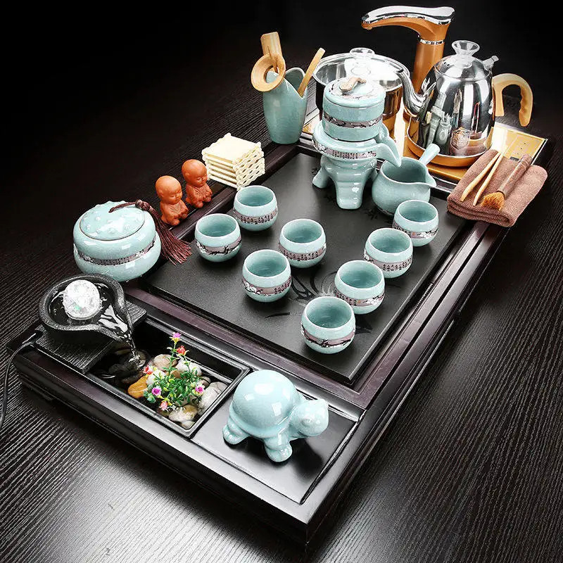 Table Serving Tea Tray Wooden Decorative Luxury Accessories Ceremony Tea Tray Wood Plates For Food Hospitality Plateau Teaware