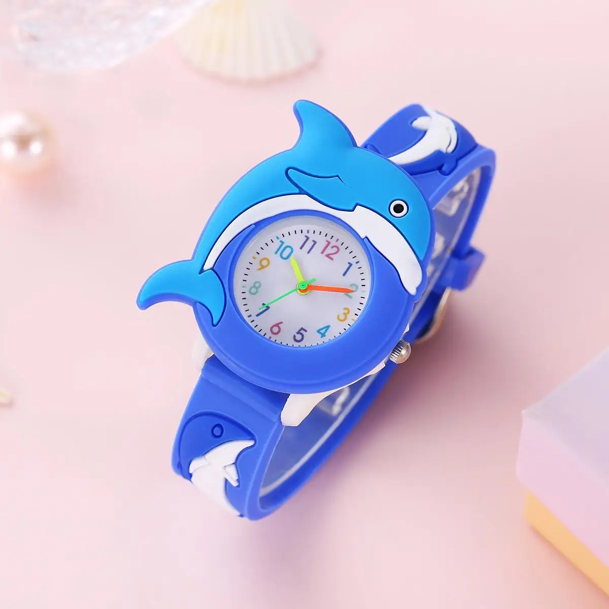 Cartoon Children's Watch Silicone 3D Student Cute Quartz Watch Dolphin Pattern Watch