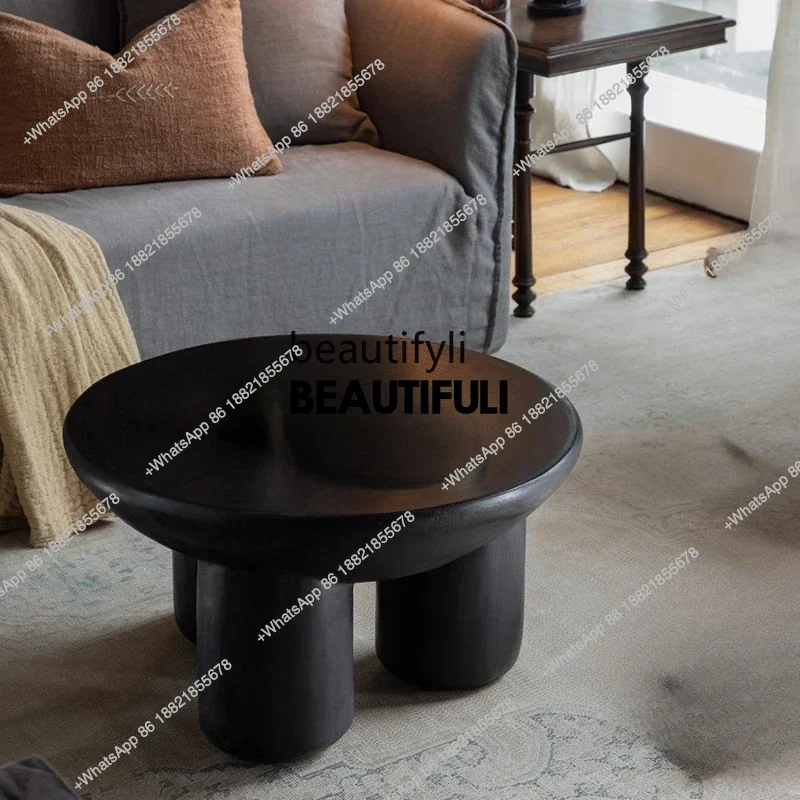 ss8350 Whole wood creativity\ wabi-sabi wind all solid wood homestay round coffee table, coffee table log pier