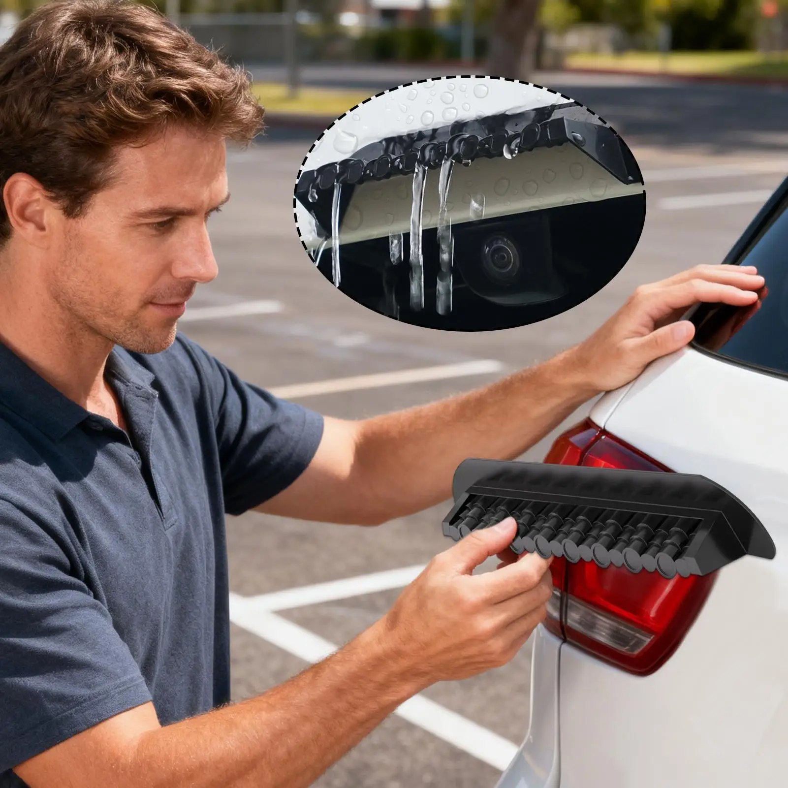 Rear View Backup Camera Cover Adhesive Anti-Rain Shelter Backup Reversing Camera Sticker Cover For Towing Van Auto Vehicle SUV