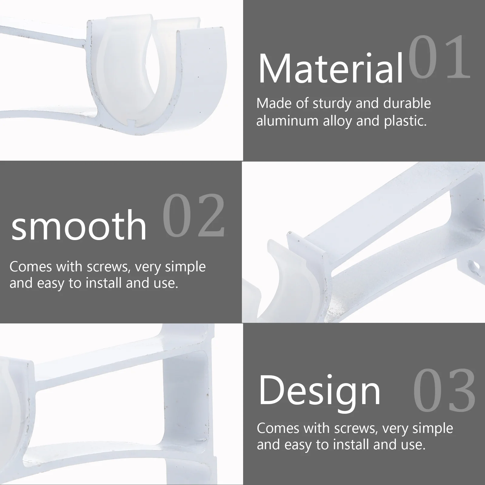 

1 set 1 Set Curtain Rod Brackets Aluminum Alloy Smooth Finish Easy Install For Home Office Hotel Decor Accessories