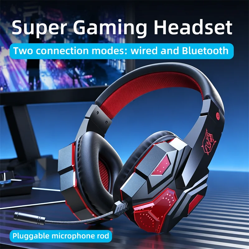 

Gaming Headset Bluetooth Wired Connection Cool Light Effect Clear Conversation With Microphone Rod Low Latency Game Headphone