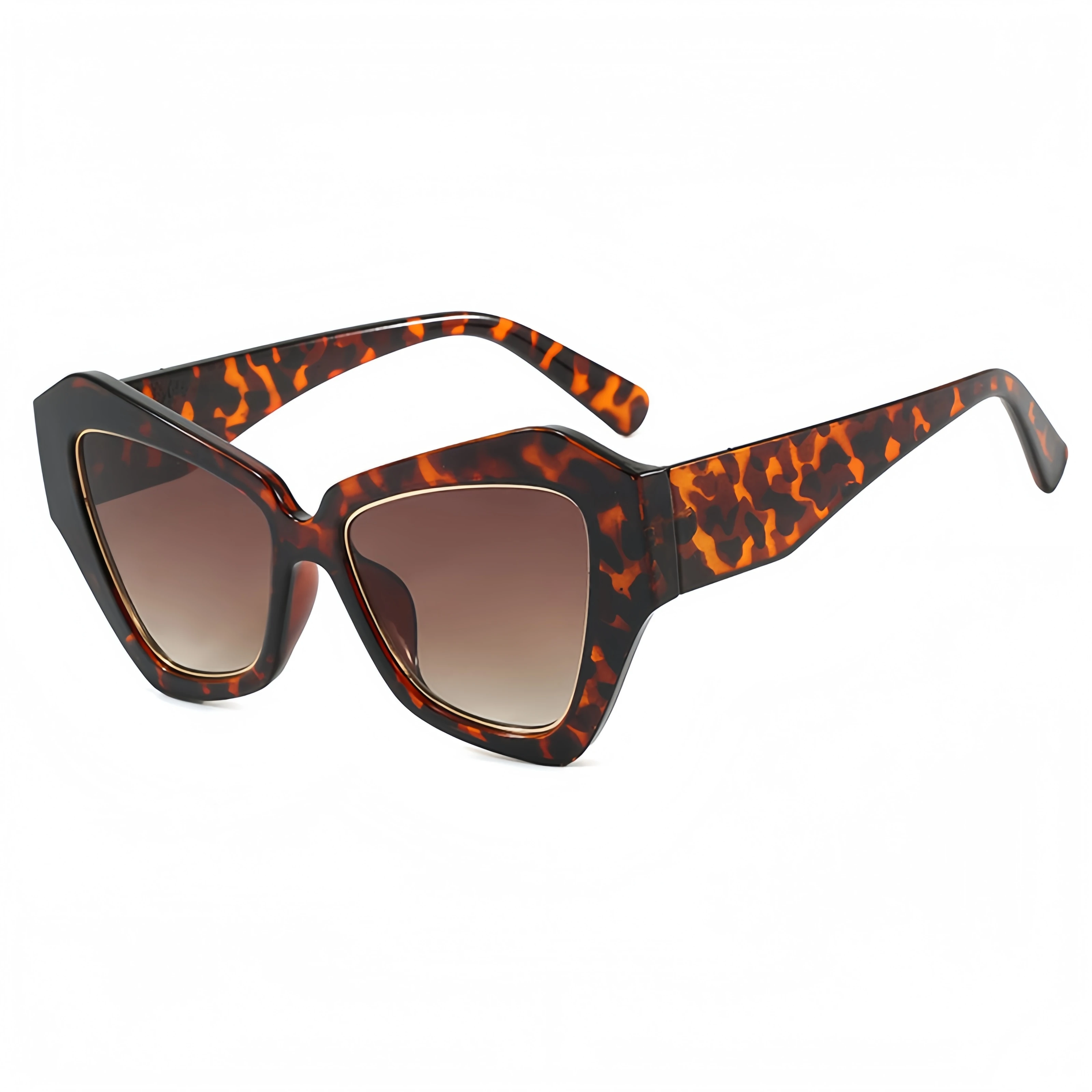 نظارات شمسية متعددة الأضلاع على شكل عين القطة، إطار كبير عصري، طراز الشارع الأوروبي والأمريكي العصري، نظارات نسائية راقية #4