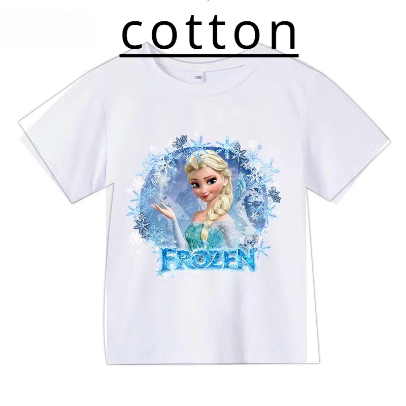 Cute Frozen Child Clothes Kids Summer Fashion Elsa Cotton T-shirt Baby Tee Boys Cartoon Tshirts Toddler Girls Short Sleeve Tops