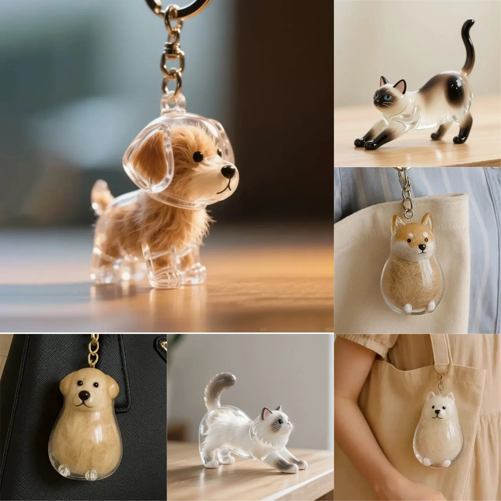 Clear Puppy Hair Memorial Keepsake Capsule Pet's Dog Fur Container Corgi Samoyed Golden Pet Hair Retriever DIY Pendant Keychain