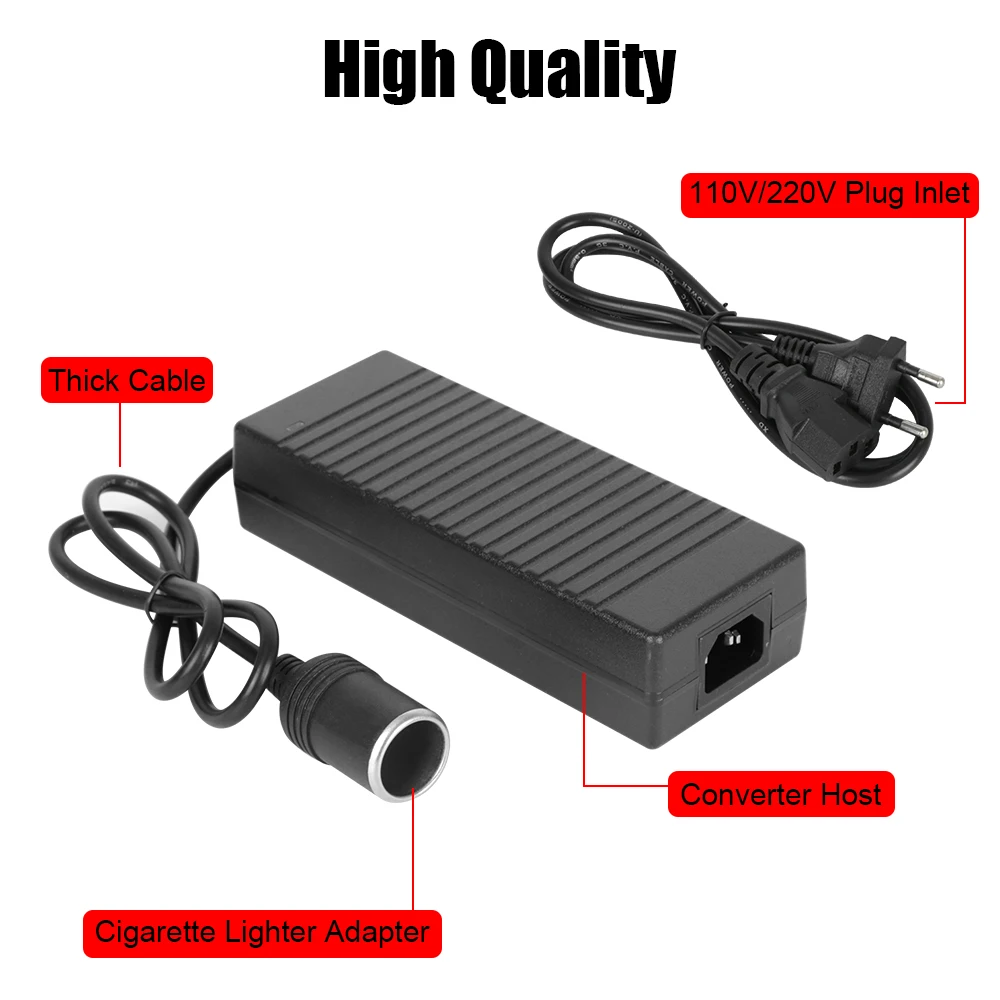 Supply Lighter AC/DC Convert 110V/ 220V to 12V 15A Power Adapter Cigarette Lighter Converter EU US UK Plug