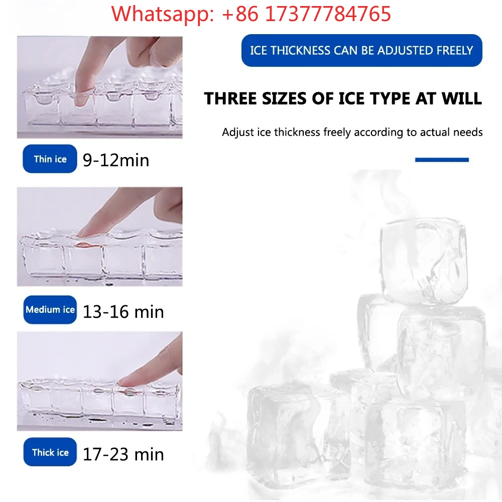 Automatic Ice Maker, 44 Pcs/18 Min Fast Ice Making with 15kg Storage, Auto Water Add for Coffee Shop & Lab