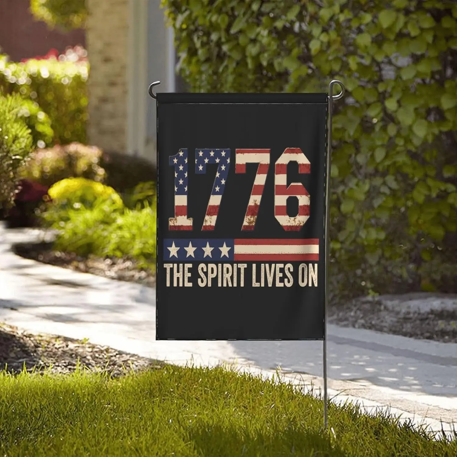 1776 The Spirit Lives On flag Patriotic 12x18 Garden Flags Double-Side Banner No Flagpole AAM