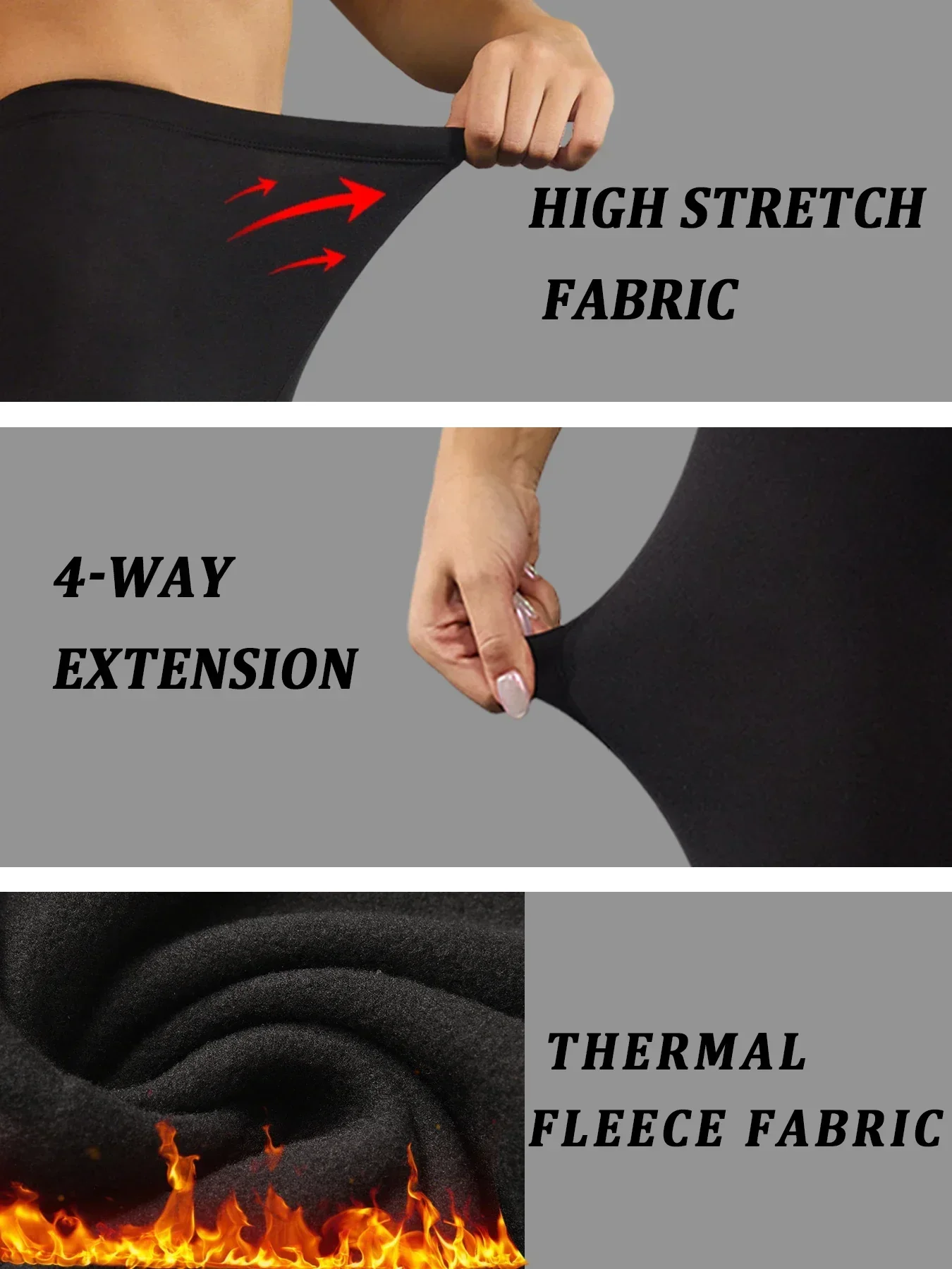 3 Pack plus size Women's thermal fleece lined leggings. Super soft design perfect for yoga, running and cold weather activities