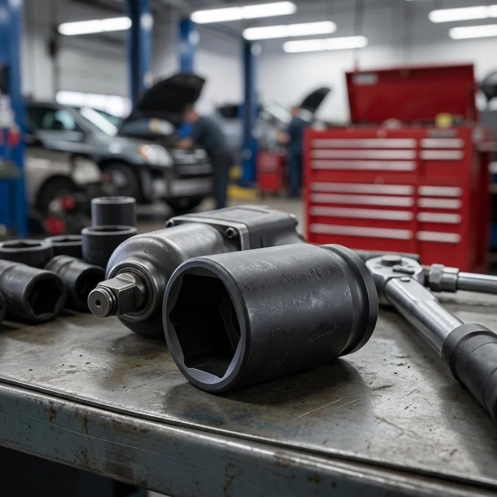 38 mm Hex Socket for 1-Inch Pneumatic For Impact Wrenches Used in Garage-Based For Tire Repair and Wheel Replacement Operations