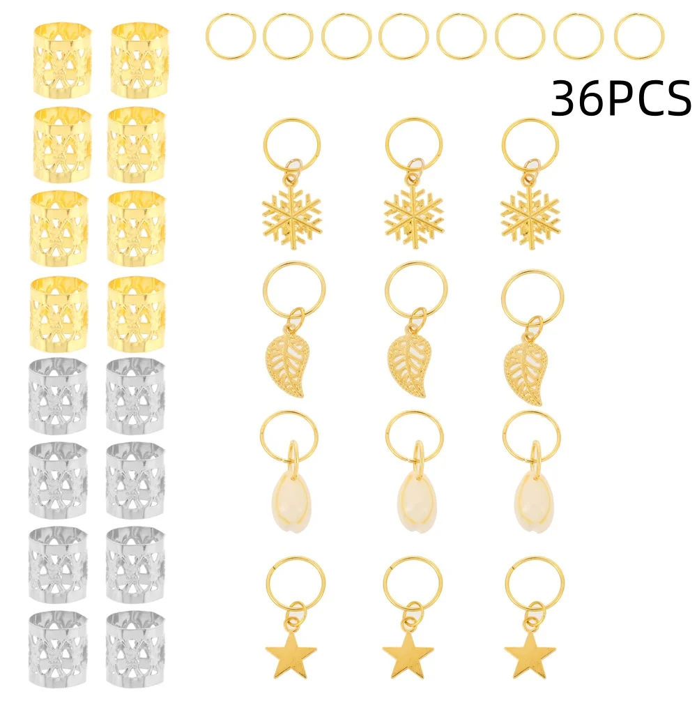 36/80 Pcs Alloy Hair Jewelry Set Non-Piercing Ear Clips Metal Braid Cuffs for Braids And Dreadlocks Hair Accessory