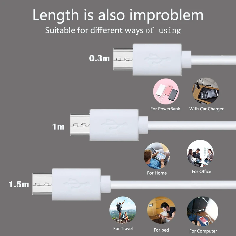 10 шт./большая распродажа, высокое качество, Micro USB 0,3 м, 1 м, 1,5 м, зарядное устройство, кабель-адаптер для синхронизации данных для телефона Samsung Xiaomi Android