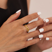 INS style personalized ring women's stainless steel fashion versatile design sense hollow geometric titanium steel ring