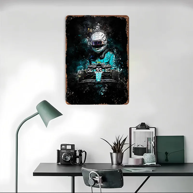 سباق تين تسجيل جدار ملصق فني ديكور المنزل علامات معدنية خمر للرجل كهف الديكور ركن القهوة بار الأشياء لتصميم الغرفة #4