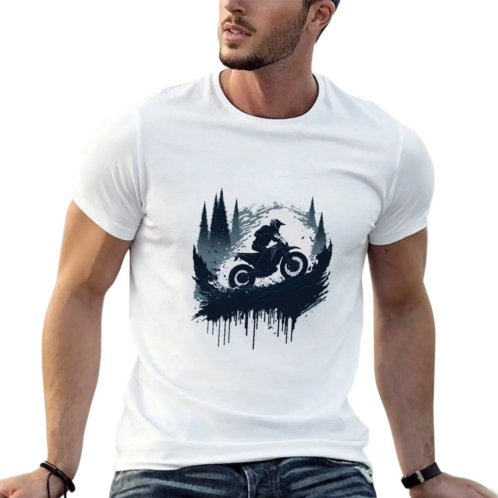 Motorcycle Motocross X Silhouette Black Vector #6 T-Shirt cotton t shirts high quality man graphic t shirt T-Shirt