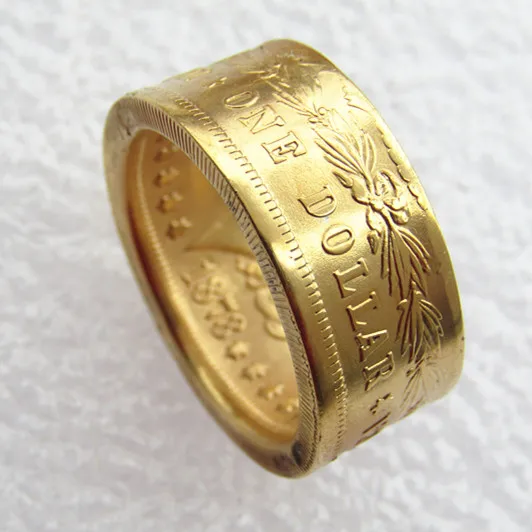 

US 1878 Morgan Dollar Gold Plated 'Eagle' Copy Decorate Coin Ring Handmade In Sizes 8-16