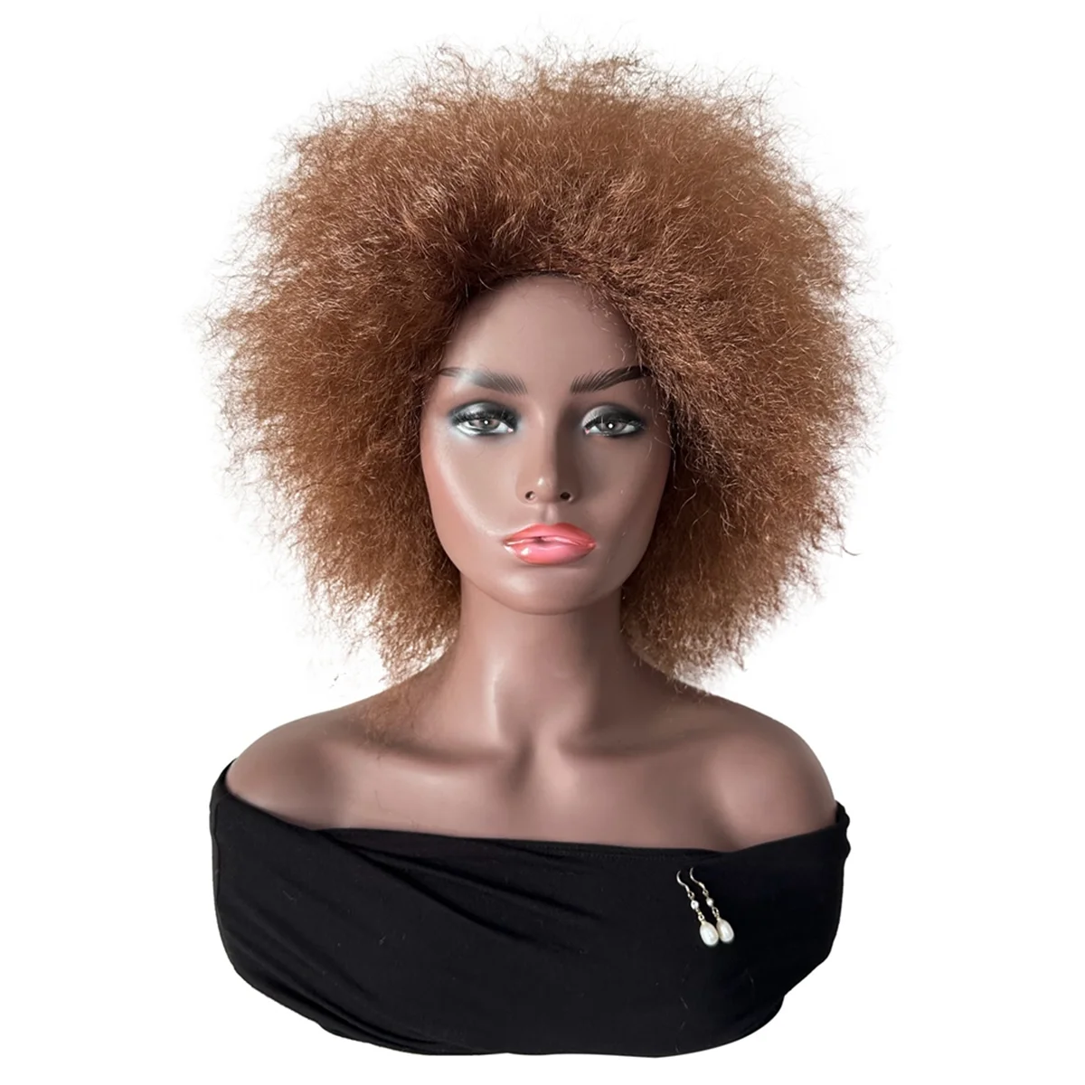 Pelucas rizadas cortas para mujer, peluca rizada corta negra Natural, A