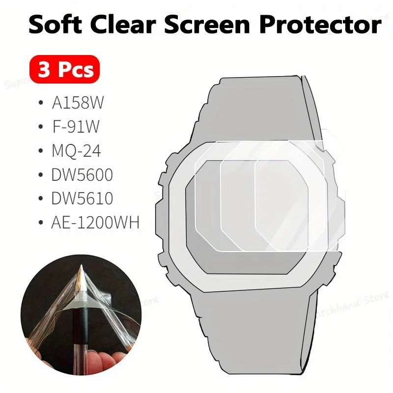 3Pcs Nano Explosion-proof Screen Protector For W-218H W800H 1AV DW5600 5610 A158W F91W 1A2 1A 2A Smart Watch HD Clear Film