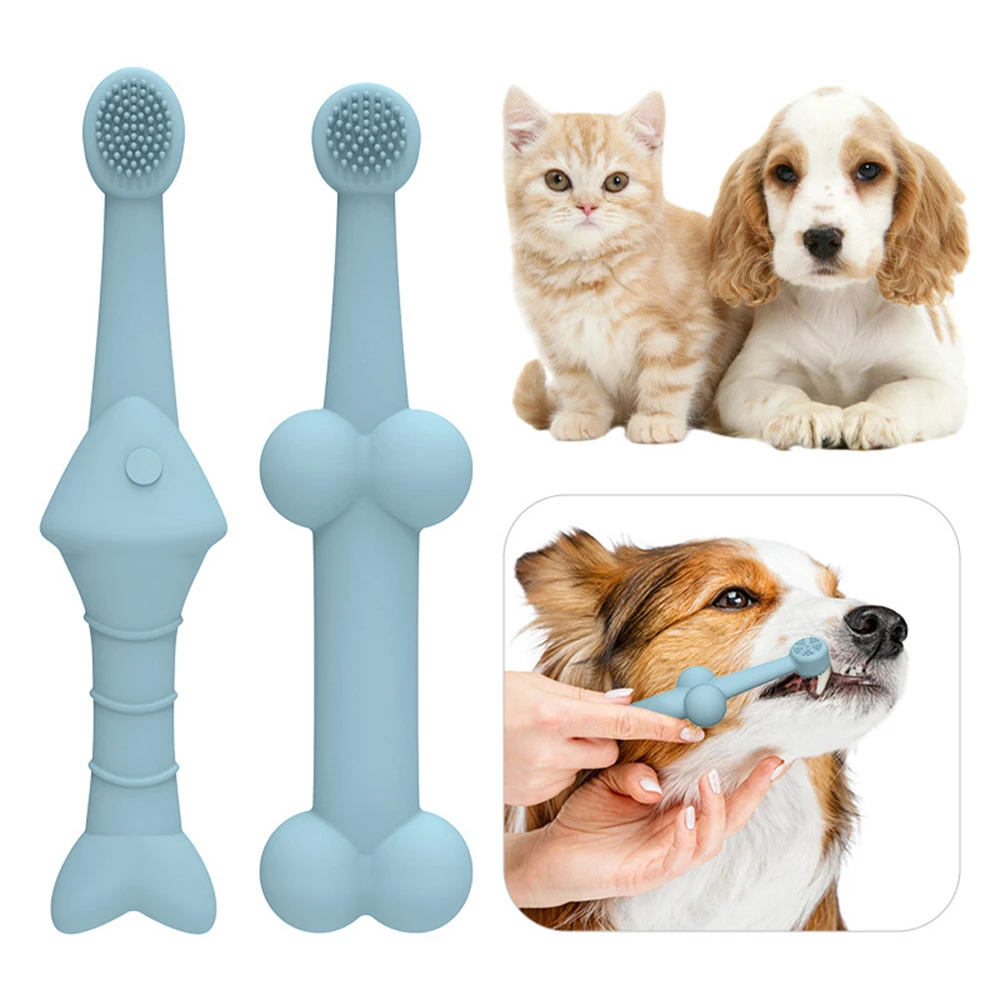 1 Set Pet Toothbrush Cat and Dog oral Cleaning Toothbrush Anti Tartar Cleaning Silicone Material Pet Supplies