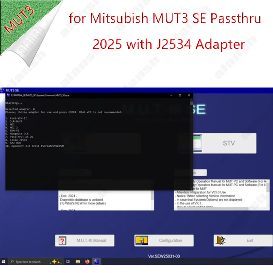 For 2025.9 Mitsubishi MUT-3 SE MUT3 Diagnostic and Program Tool MUT 3 MUT III Scanner + J2534 Openport 2.0 Adapter Nitro
