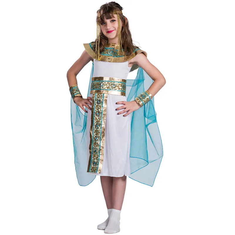 Costume de pharaon égyptien pour enfants, costume d'Halloween pour filles