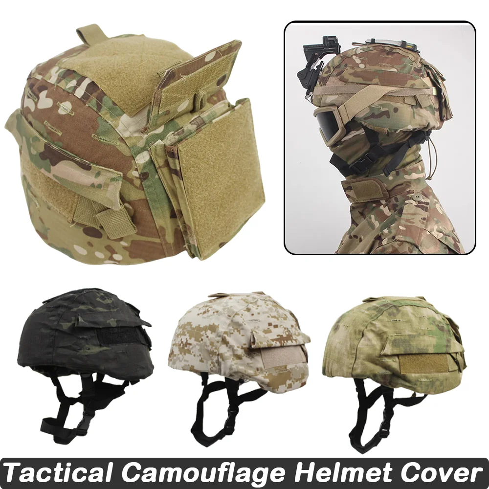

Tactical Hunting CP Camouflage Helmet Cover Portable Cloth Helmet Cover Shooting Easy Pull Rope Counterweight Bag Accessory Bag