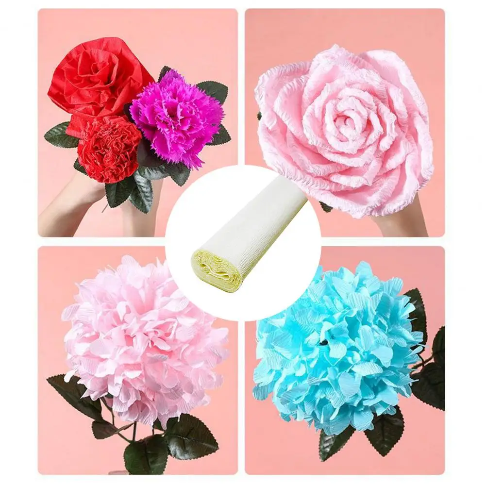 Decorações de papel crepe papel crepe vibrante para decorações de artesanato diy cor vibrante engrossado flores de papel resistentes ao desbotamento