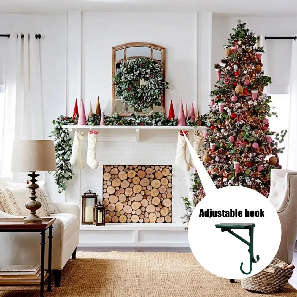 Two-in-one Christmas Hook Adjustable Fireplace Stocking Hanger No-drill Garland Holder 2-in-1 Mantle Hook for Christmas