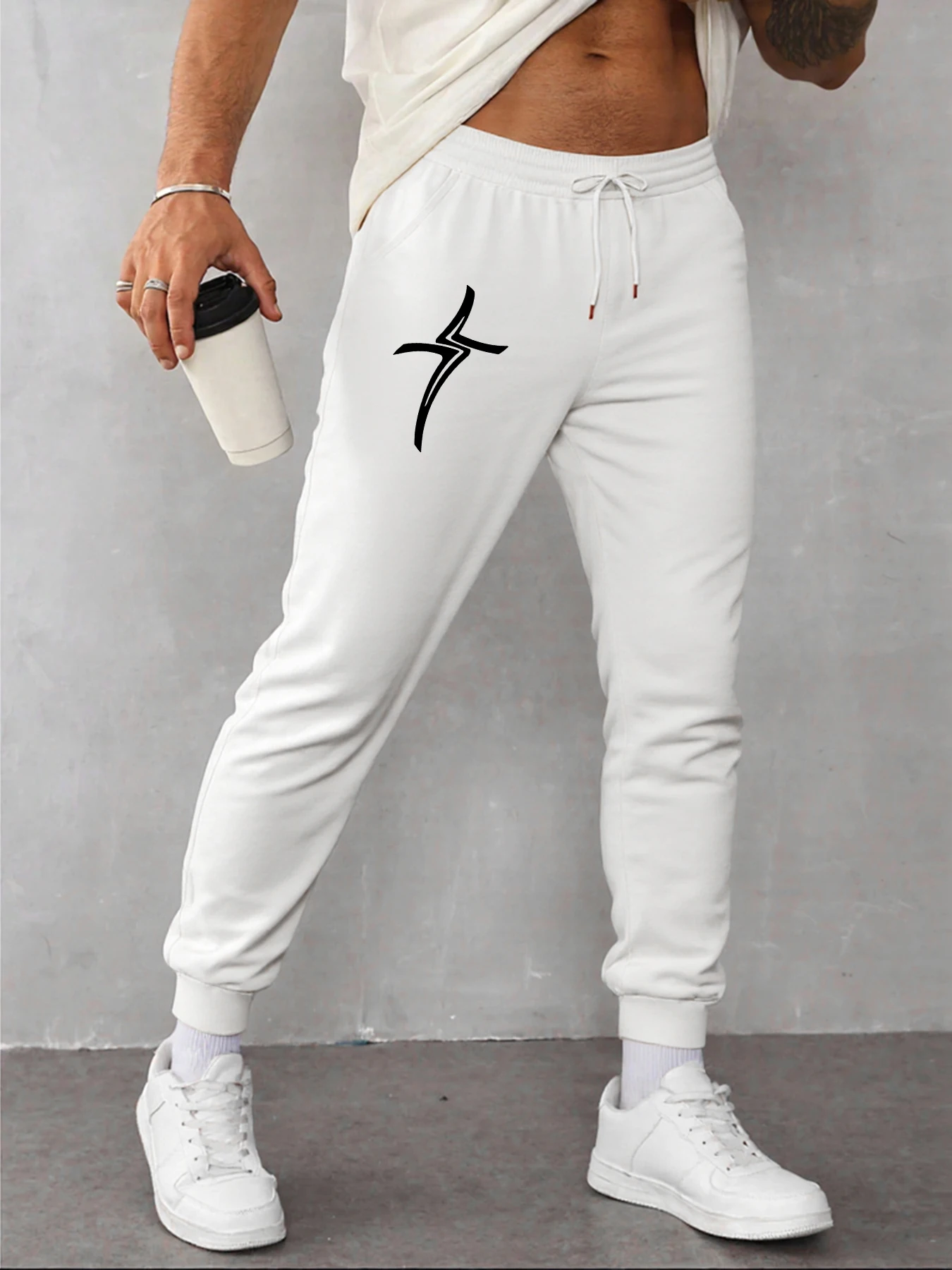 

Simple Lines Shaped Pants Mens Jogger Pant Fleece Drawstring Long Sportpant Fashion Street Male Sweatpants Autumn Y2K Trousers