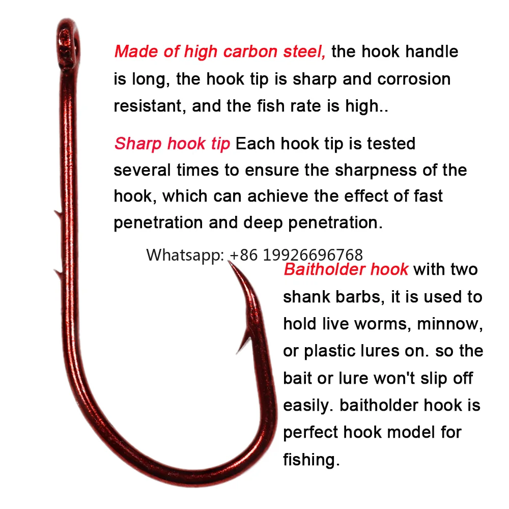 

Wholesale Red High Carbon Steel Double Barb Bait Holder Fishing Hook for Saltwater and Freshwater Fishing Accessories factory