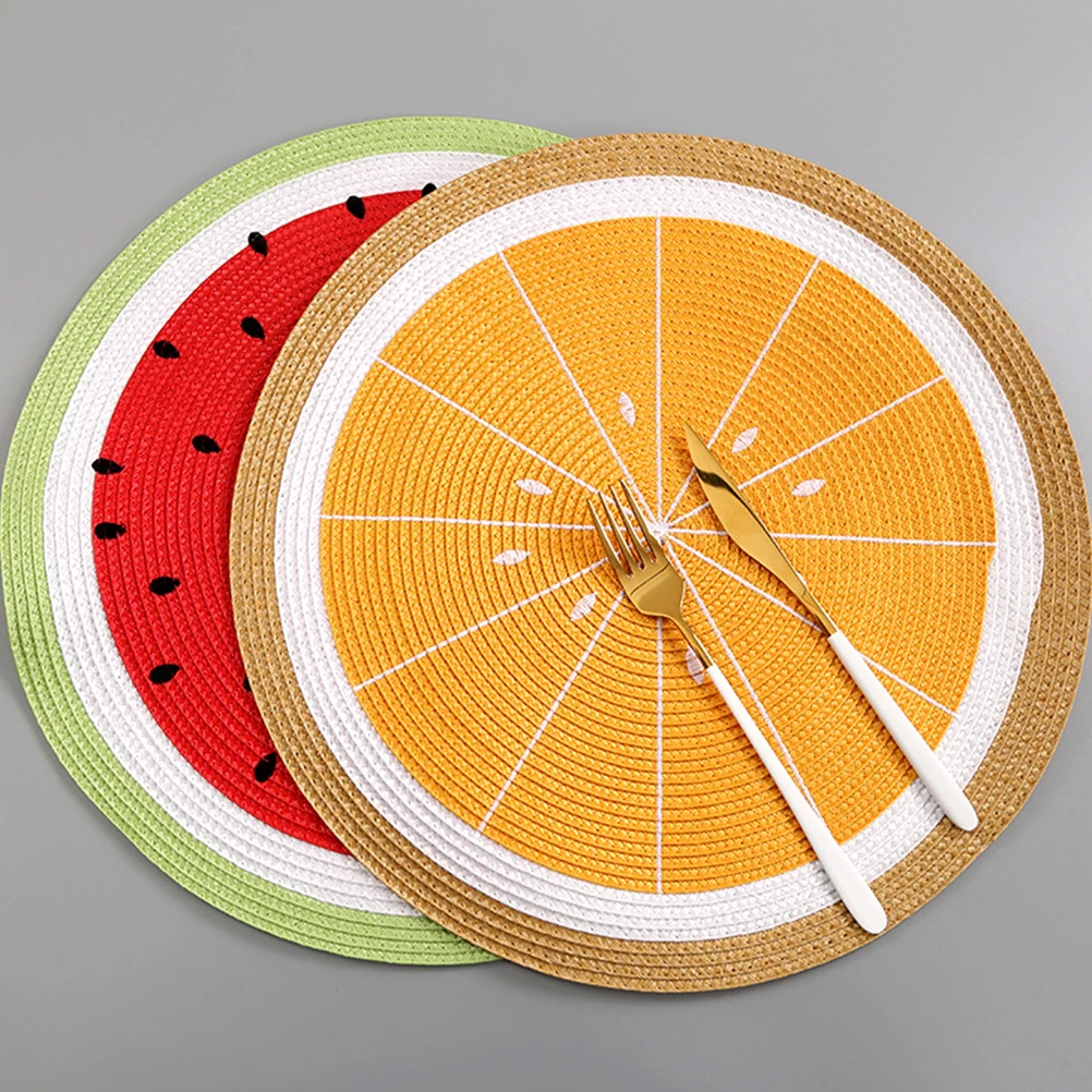 Almohadillas aislantes, manteles individuales para mesa, manteles individuales de sandía, mesas redondas de estilo japonés de verano