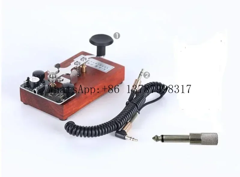 K-8 Training CW Key Sound Light Manual Transmission Training Morse Code Key  Rosewood Base 304 Stainless Steel