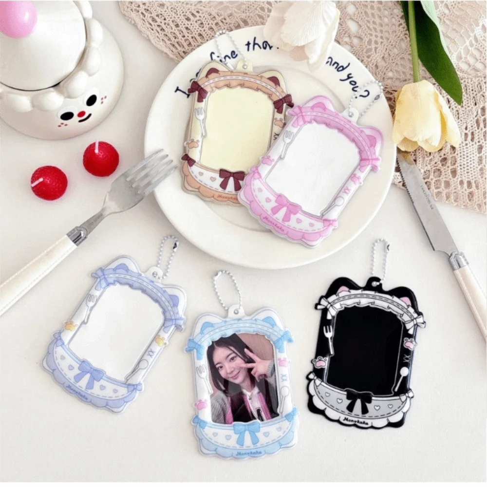 Cute 3 Inch Idol Photocard Holder PVC Picture Display Idol Photo Frame Kpop with Chain Card Holder
