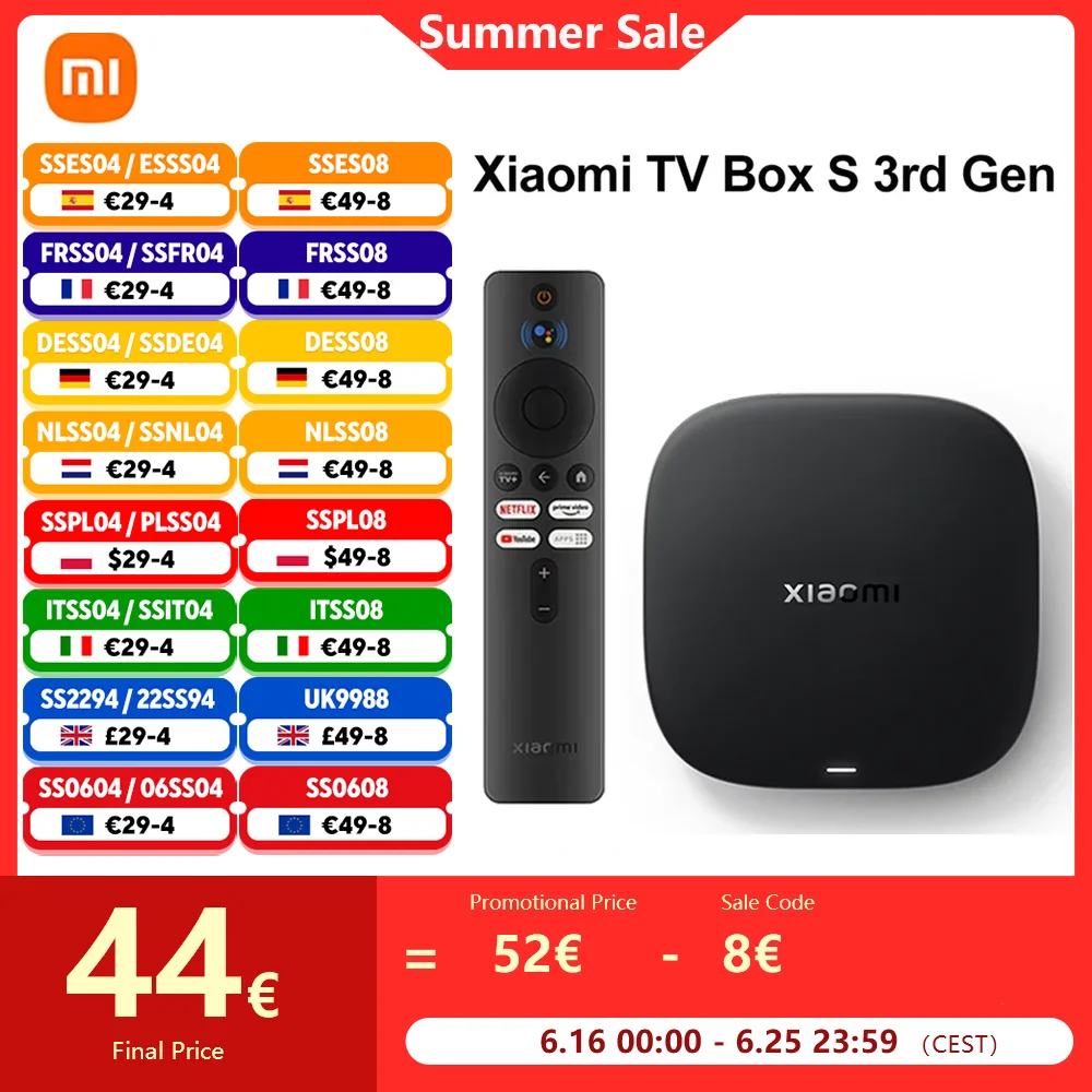 全球版小米电视盒S 3代 4K超高清蓝牙5.2 Wi-Fi6 32GB ROM Google TV Google Assistant 智能媒体播放器
