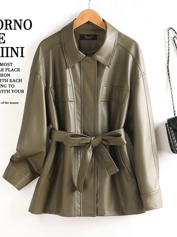   Ning 本革ジャケット レディース ミッドレングス 2025 春秋新作 スタイリッシュでファッショナブルな小さいサイズ シープスキンコート