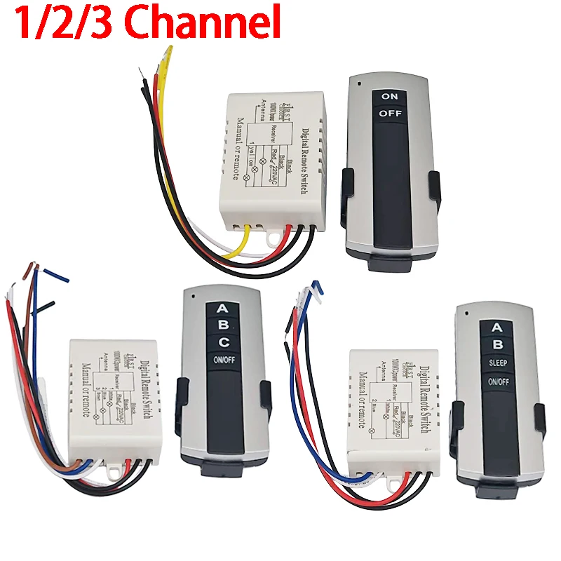 1/2/3 Channel ON/OFF 220V Wireless Professional Remote Control Holder for Lamp Electrical Equipments Switch Receiver Transmitter