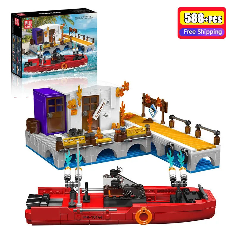 

Building Blocks Mould King 10186 Harbor Market 869pcs Coastal Dock Street View Ship Model Construction Toy Kids Adult Gift