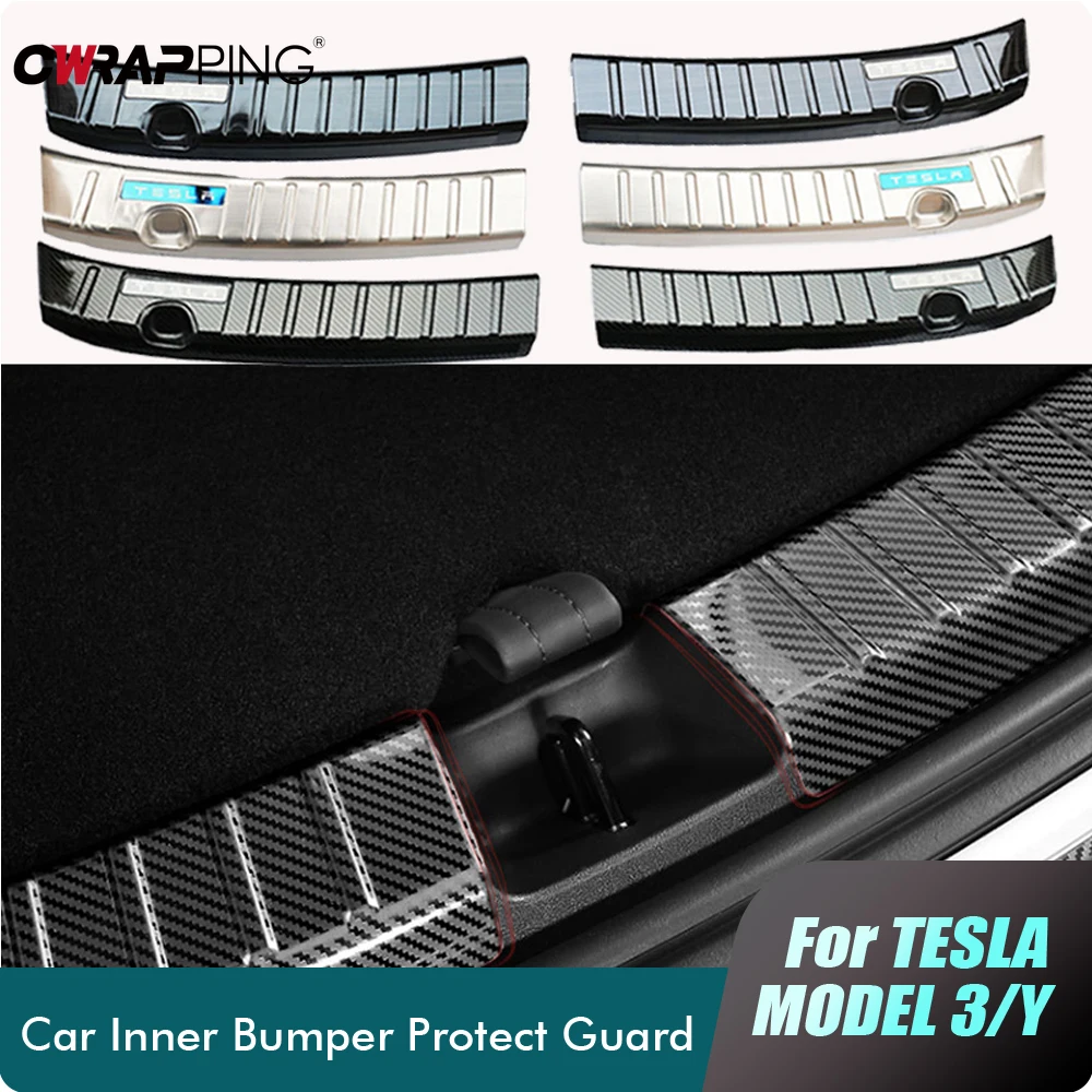 

Car Inner Rear Bumper Guard Plate Cover Trim Stainless Steel Trunk Inner Guard for Tesla Model Y 2020-2022 Car Accessories