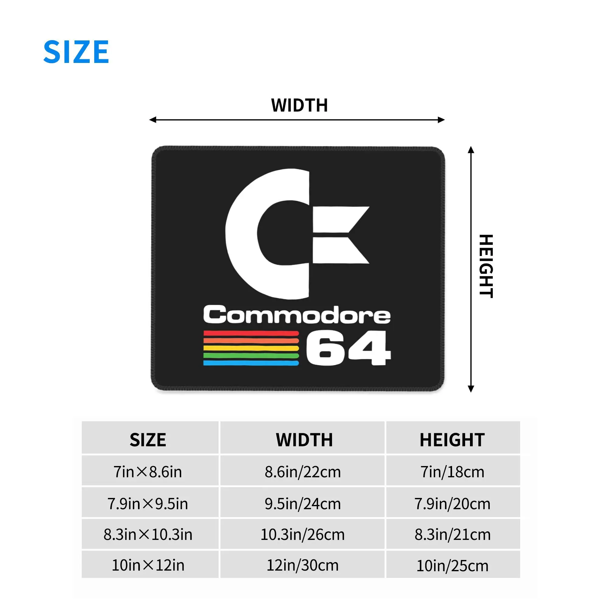 Commodore C64 Logo Mouse Pad Computer Keyboard Mouse Mat Gaming PC Laptop Desk Mat Office Accessories Table Mats
