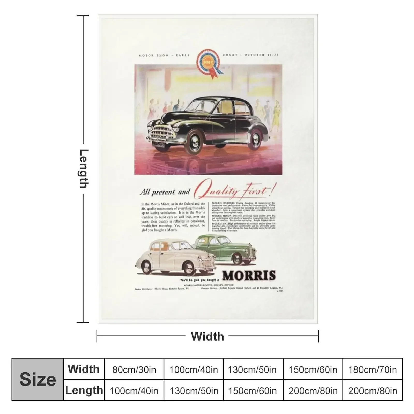 MORRIS MINOR / MORRIS OXFORD / MORRIS SIX Throw Blanket wednesday Fluffy Blankets Large Beach Blanket Flannels Blanket
