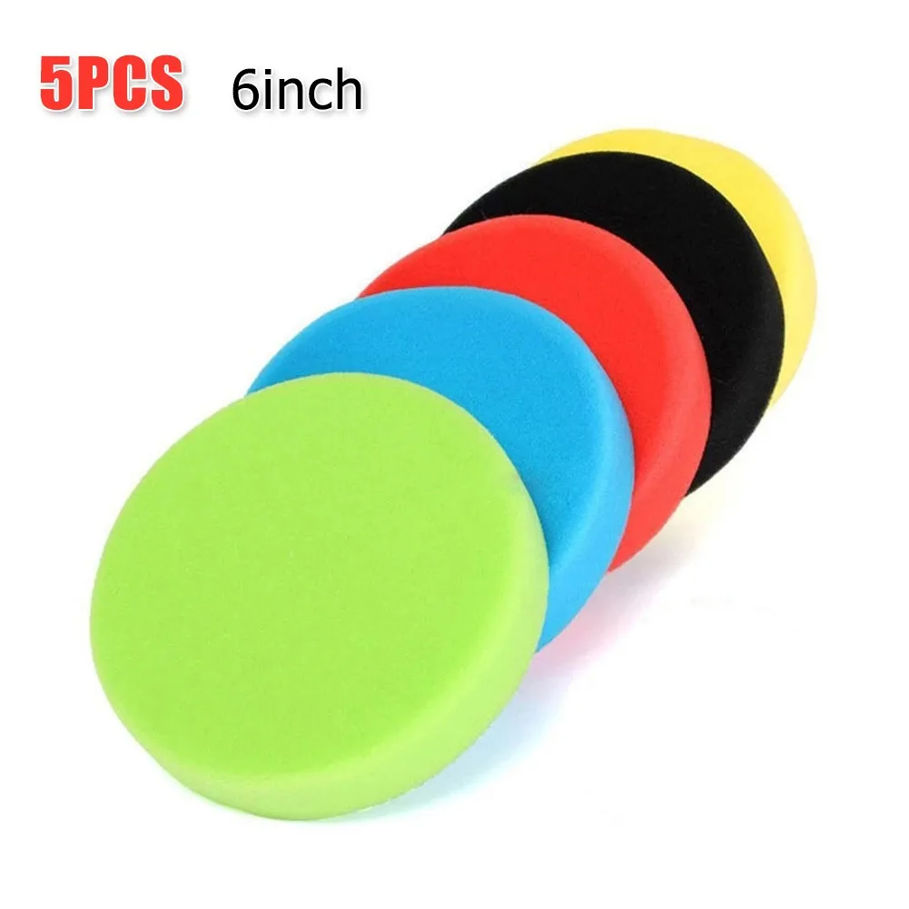 Sponge Pads Tool Sponge Polishing Pads 125mm/5inch 150mm/6inch 5* 5pcs Foam Buffing Kit Set Sponge New Sponge Pads