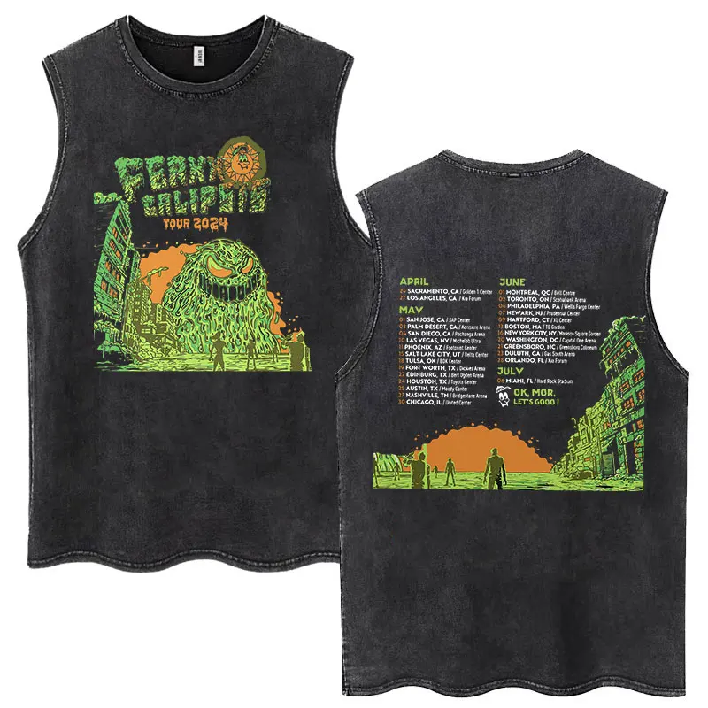 Ferxxocalipsis Tour 2024 Feid Ferxxo Vintage Washed T Shirt Men Women Punk Hip Hop Gothic Oversized T-shirt Tank Tops Streetwear